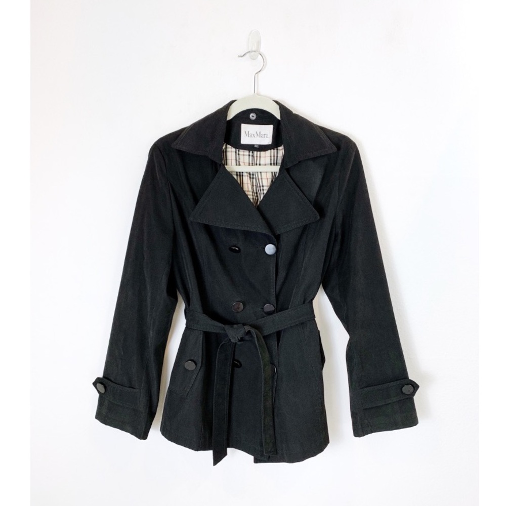 Max Mara Double Breasted Short Trench Coat Sz XXL